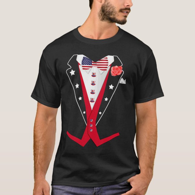 4th of July Tuxedo  American Patriotic Suit Boy Me T Shirt (Framsida)