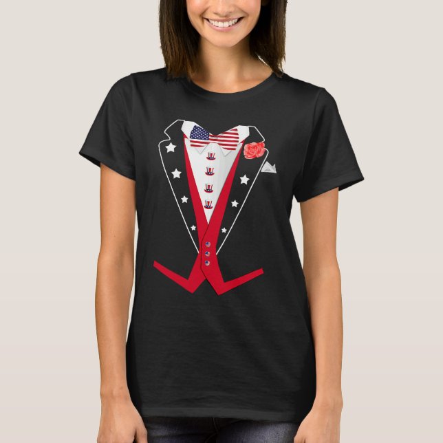 4th of July Tuxedo  American Patriotic Suit Boy Me T Shirt (Framsida)