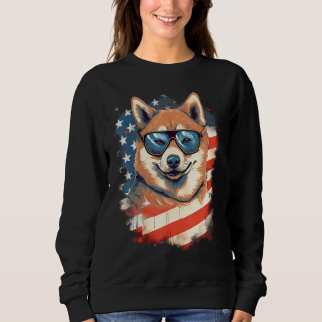 4th Of July US Flag Akita Dog 2 T Shirt (Framsida)
