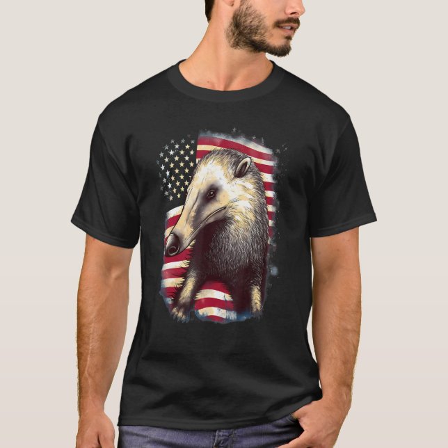 4th Of July US Flag Anteater T Shirt (Framsida)