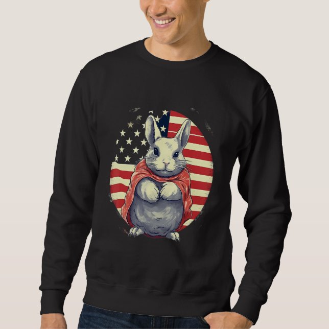 4th Of July US Flag Chinchilla Lång Ärmad Tröja (Framsida)