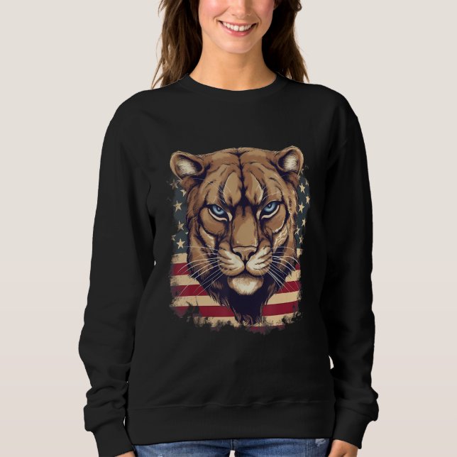 4th Of July US Flag Cougar T Shirt (Framsida)