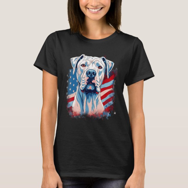 4th Of July US Flag Dogo Argentino Dog 1 T Shirt (Framsida)