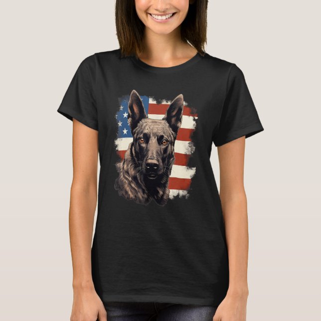 4th Of July US Flag Dutch Shepherd Dog 1 T Shirt (Framsida)