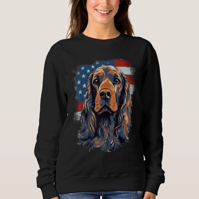 4th Of July US Flag English Cocker Spaniel Dog T Shirt (Framsida)