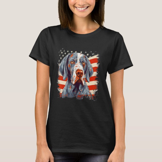 4th Of July US Flag English Pointer Dog T Shirt (Framsida)