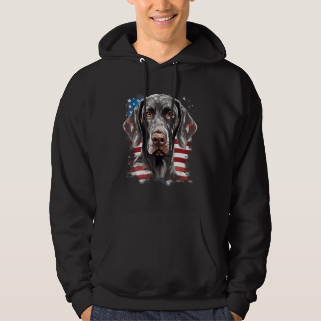 4th Of July US Flag German Shorthaired Pointer Dog Hoodie (Framsida)