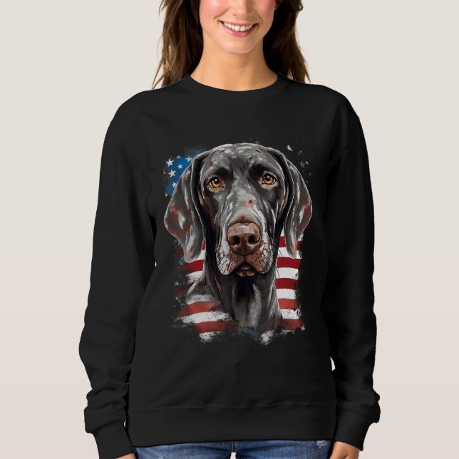 4th Of July US Flag German Shorthaired Pointer Dog T Shirt (Framsida)