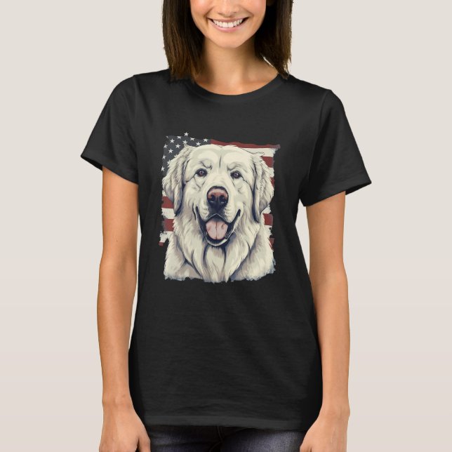 4th Of July US Flag Great Pyrenees Dog 1 T Shirt (Framsida)