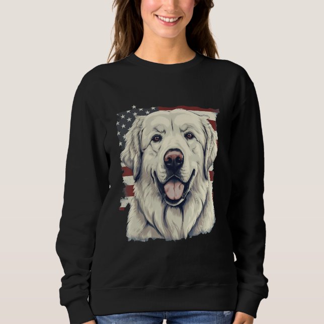 4th Of July US Flag Great Pyrenees Dog 1 T Shirt (Framsida)