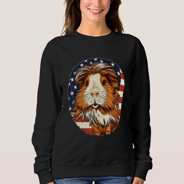 4th Of July US Flag Guinea Pig T Shirt (Framsida)