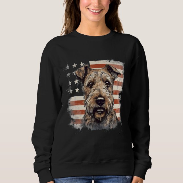 4th Of July US Flag Irish Terrier Dog T Shirt (Framsida)