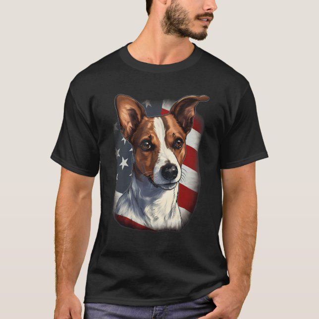 4th Of July US Flag Jack Russell Dog T Shirt (Framsida)