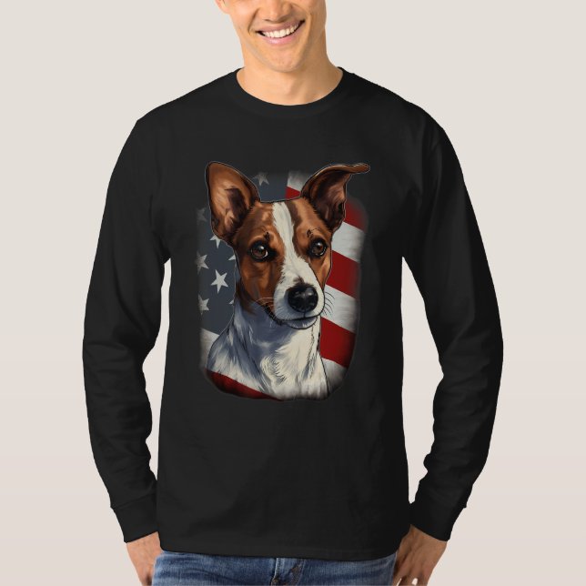 4th Of July US Flag Jack Russell Dog T Shirt (Framsida)