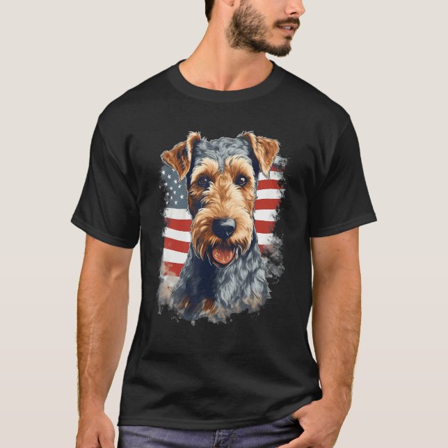 4th Of July US Flag Lakeland Terrier Dog 1 T Shirt (Framsida)