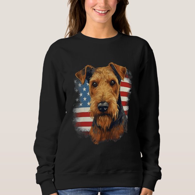 4th Of July US Flag Lakeland Terrier Dog T Shirt (Framsida)