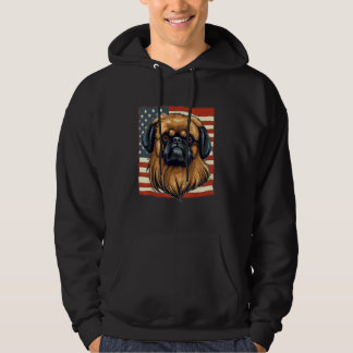 4th Of July US Flag Pekingese Dog Hoodie