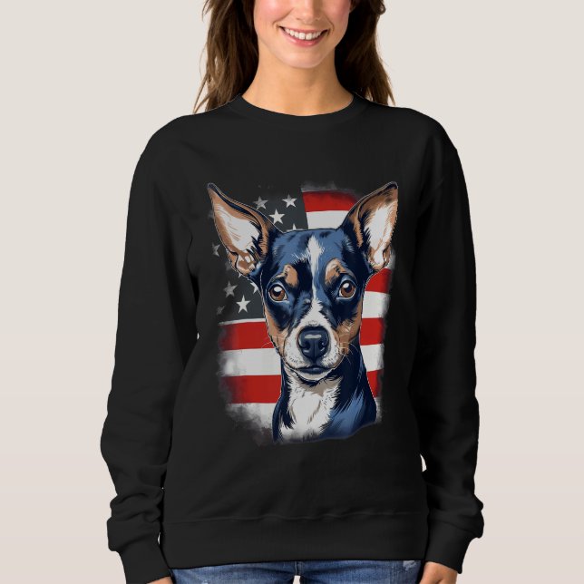 4th Of July US Flag Rat Terrier Dog 1 T Shirt (Framsida)