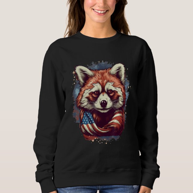 4th Of July US Flag Red Panda 2 T Shirt (Framsida)