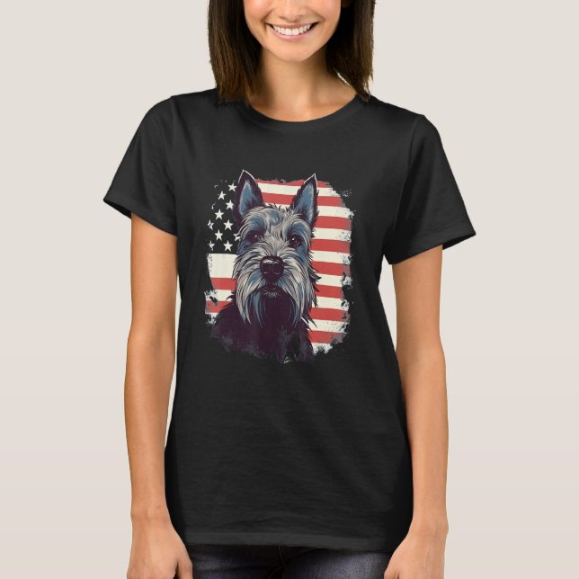 4th Of July US Flag Scottish Terrier Dog 3 T Shirt (Framsida)