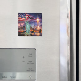 4th of July USA 250th Statue of Liberty Rocket Magnet