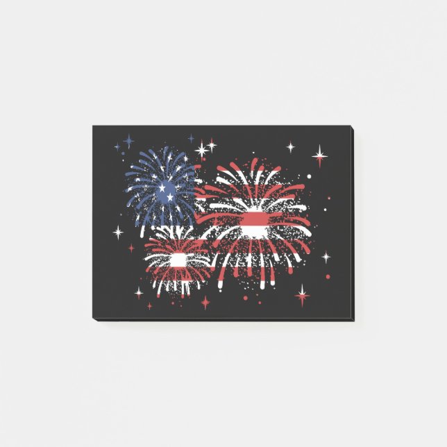 4th Of July USA  Fireworks Post-it Block (Framsida)