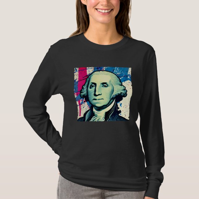 4th of July USA George Washington American Art On T Shirt (Framsida)