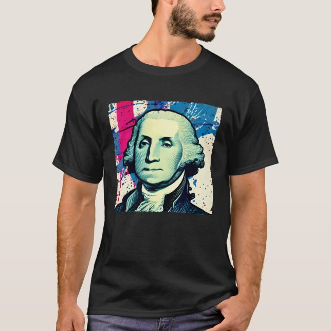 4th of July USA George Washington American Art On T Shirt (Framsida)