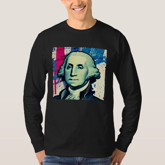 4th of July USA George Washington American Art On T Shirt (Framsida)