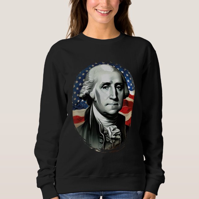 4th of July USA George Washington Painting On T Shirt (Framsida)