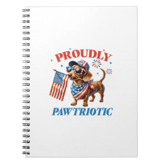 4th of July USA Patriotic Dog Proudly Anteckningsbok