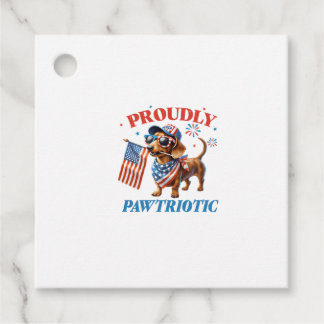 4th of July USA Patriotic Dog Proudly Gåvor Etiketter