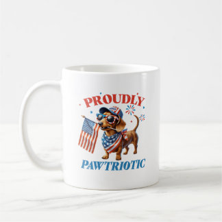 4th of July USA Patriotic Dog Proudly Kaffemugg