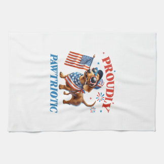 4th of July USA Patriotic Dog Proudly Kökshandduk