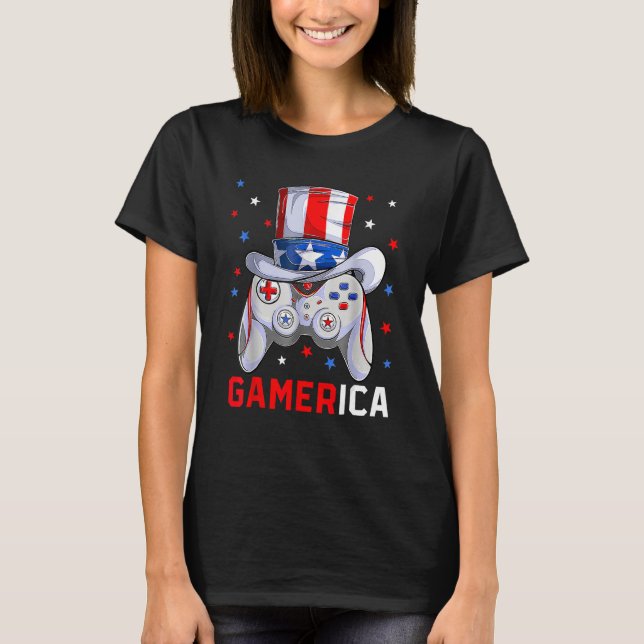4th Of July Video Game American Flag Uncle Sam Gam T Shirt (Framsida)