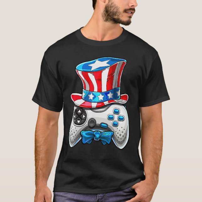 4th Of July Video Game American Flag Uncle Sam Gam T Shirt (Framsida)