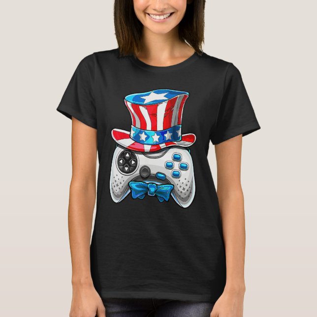 4th Of July Video Game American Flag Uncle Sam Gam T Shirt (Framsida)