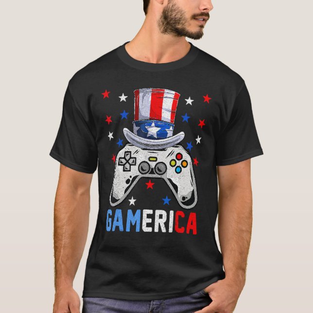 4th Of July  Video Game Gamerica Kids Boys Men USA T Shirt (Framsida)