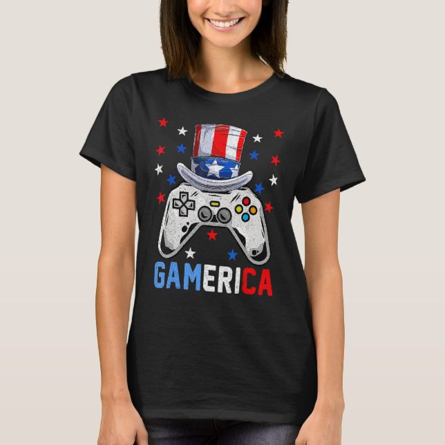 4th Of July  Video Game Gamerica Kids Boys Men USA T Shirt (Framsida)