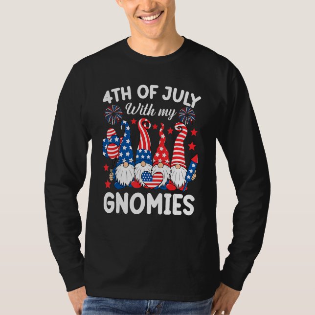 4th Of July With My Gnomies  Gnome Us Flag Patriot T Shirt (Framsida)