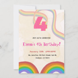 4th Rainbow Girl Birthday Invitation    Inbjudningar