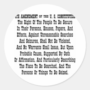 4th Rättelse av U.S.-konstitutionen Runt Klistermärke