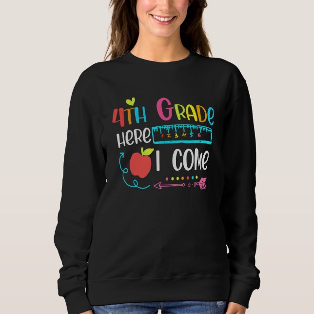 4thgrade Here I Come Happy First Day Of School T Shirt (Framsida)