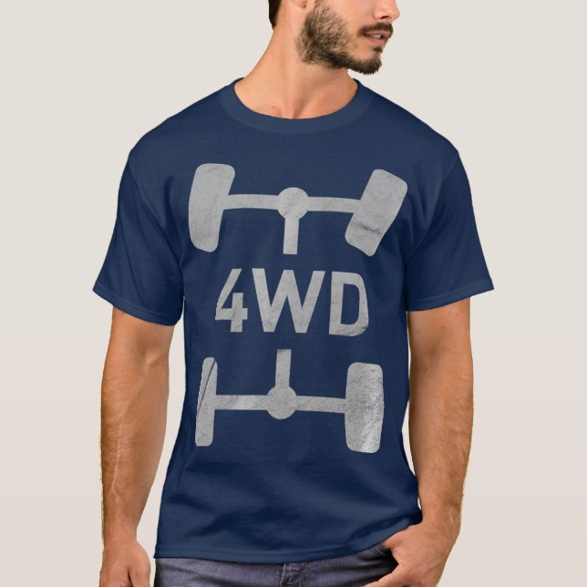 4WD Retro Offroad-yta 4 x 4 T Shirt (Framsida)