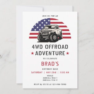 4WD utanför väg Äventyr 4x4 Automotive Birgday Inbjudningar