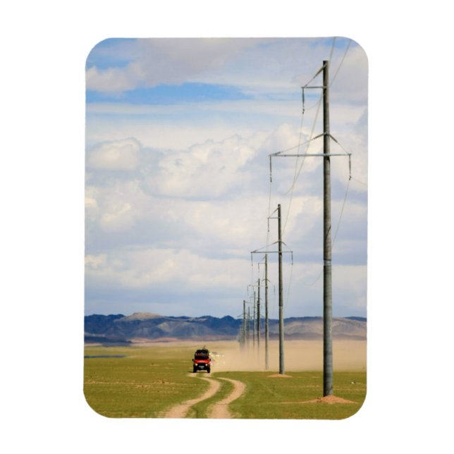 4X4 Fordon på Dirt Road, Gobi Desert Magnet (Vertikal)