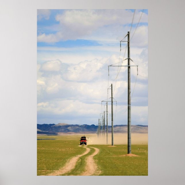 4X4-fordon på grusväg, Gobiöknen Poster (Framsidan)