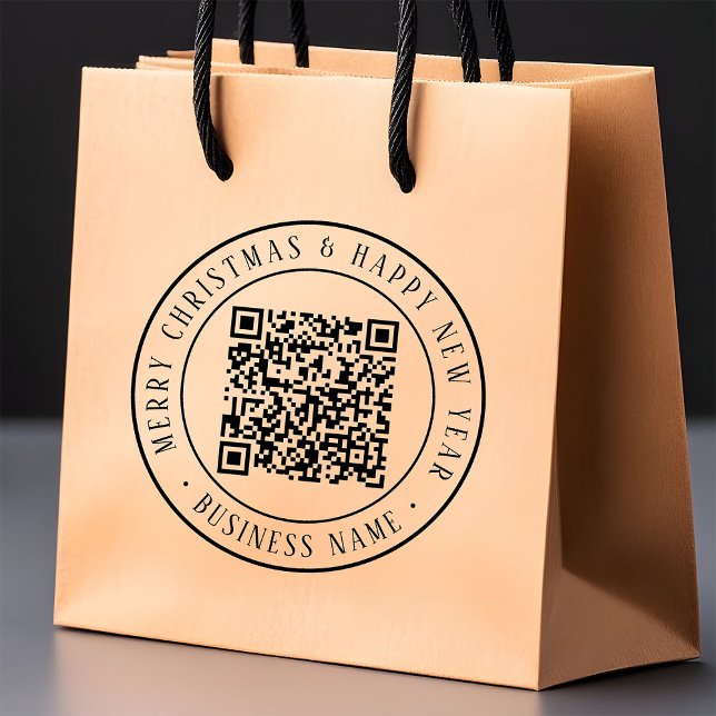 4X5 Merry Christmas & Happy New Year QR Code Stämpel (Skapare uppladdad)