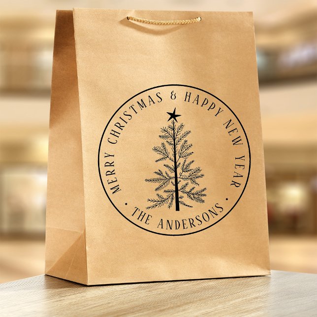 4X5 Merry Christmas & Happy New Year Rustic Stämpel (Skapare uppladdad)