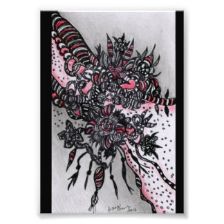 4x6 ACEO. Art-utskrift. Rött och svart Fototryck